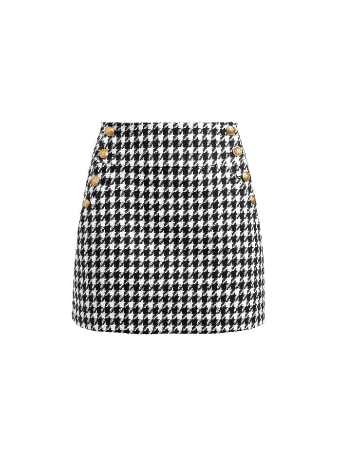 DONALD MINI SKIRT - BLACK/OFF WHITE image 5 - Alice And Olivia