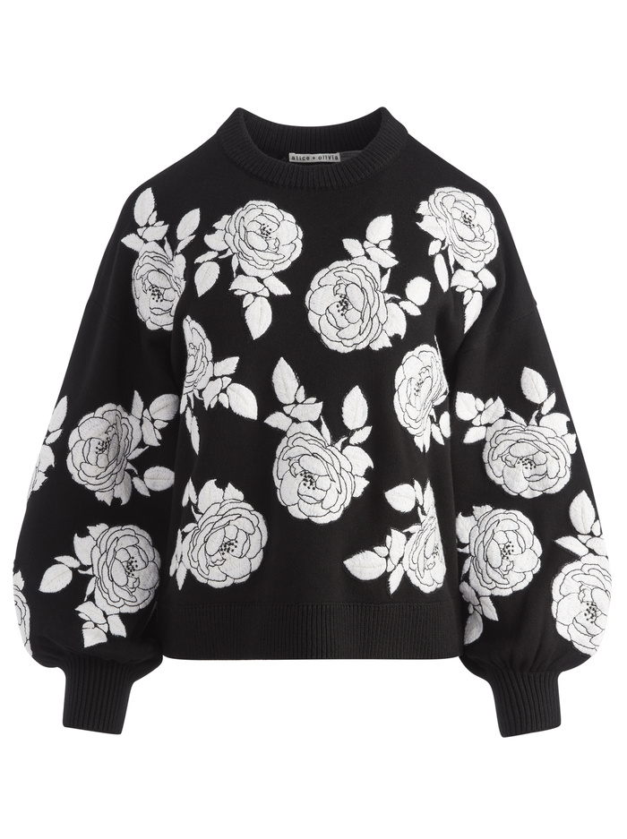 CARWEN EMBROIDERED PULLOVER - BLACK/WHITE image 5 - Alice And Olivia