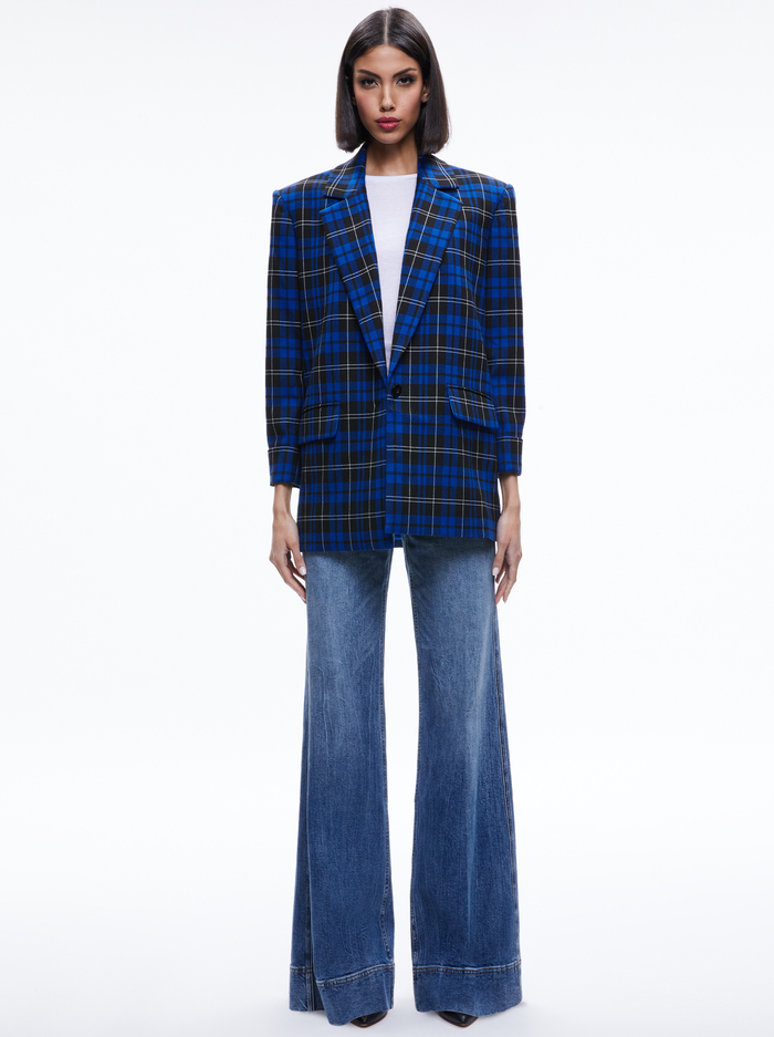 ASHLEY OVERSIZED BLAZER - SCHOOLGIRL PLAID SAPPHIRE image 4 - Alice And Olivia