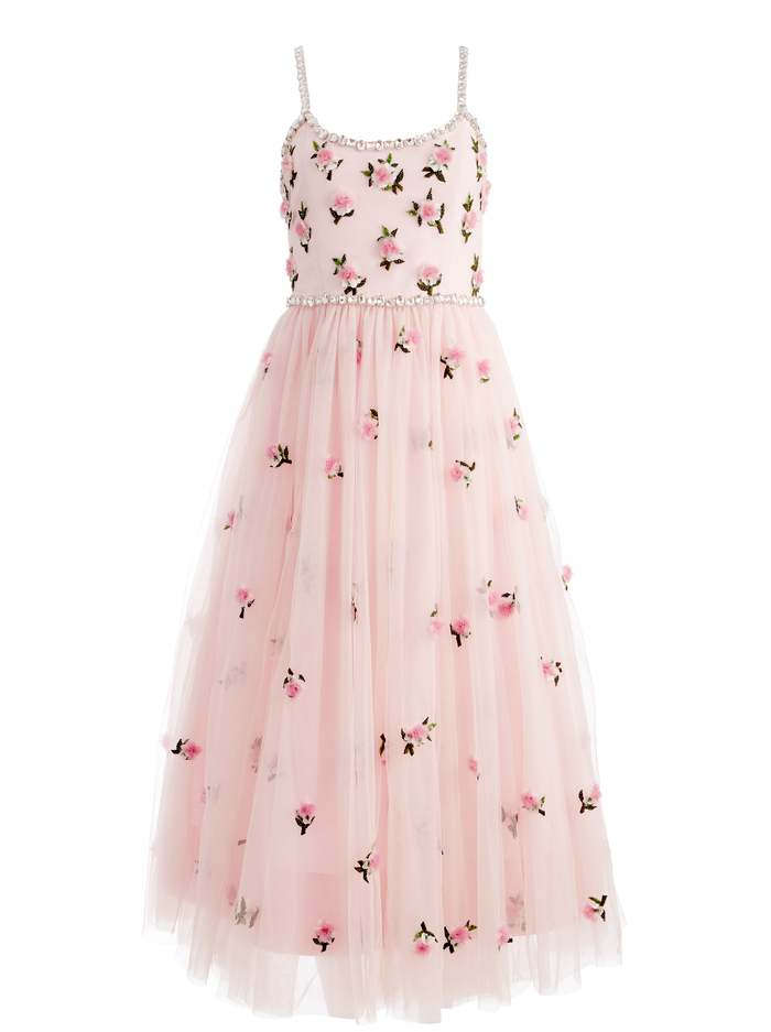 LUPITA CRYSTAL STRAP EMBELLISHED TULLE MIDI GOWN - PETAL/PRIMROSE image 5 - Alice And Olivia