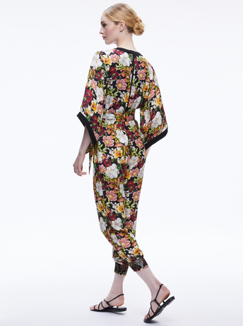 JUNIPER FLORAL BLACK-WALDA WRAP FRONT JUMPSUIT