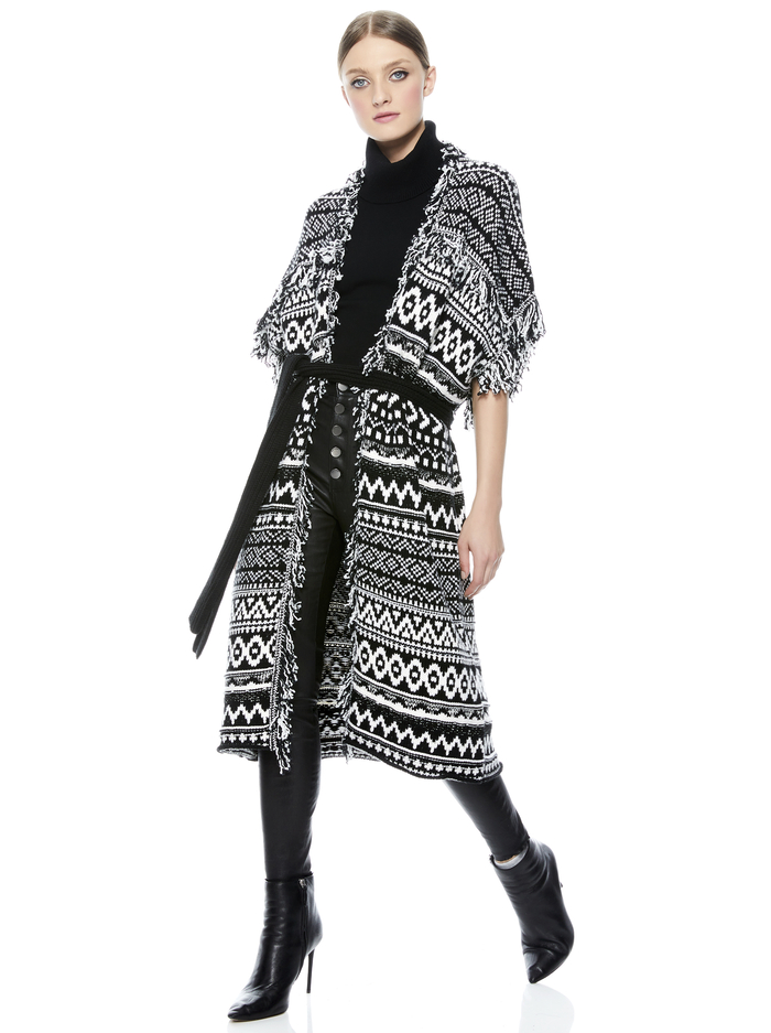 MAIBELLA BELTED SWEATER VEST  - BLACK/CREAM image 4 - Alice And Olivia