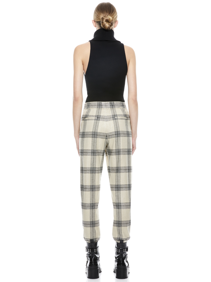 PETE PLAID PULL ON PANT - BONE MULTI image 1 - Alice And Olivia