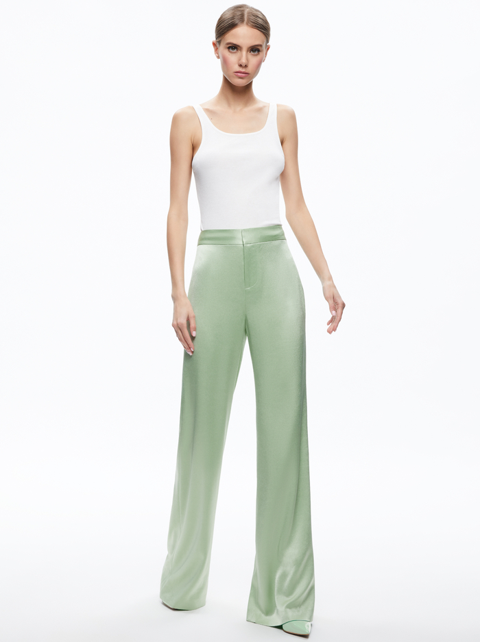 DEANNA HIGH WAISTED BOOTCUT PANT - GREEN TEA image 2 - Alice And Olivia