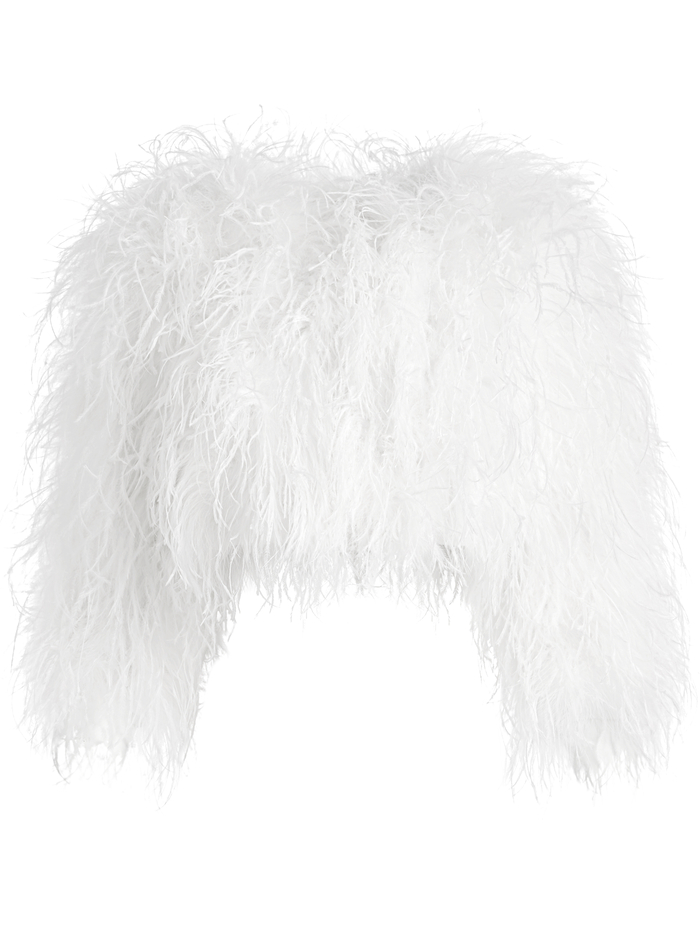 KIDMAN FEATHERED JACKET - OFF WHITE image 5 - Alice And Olivia