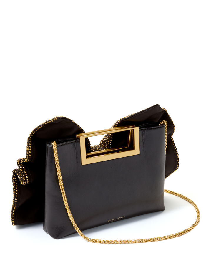 RAVEN EMBELLISHED BOW BAG - BLACK/GOLD image 5 - Alice And Olivia