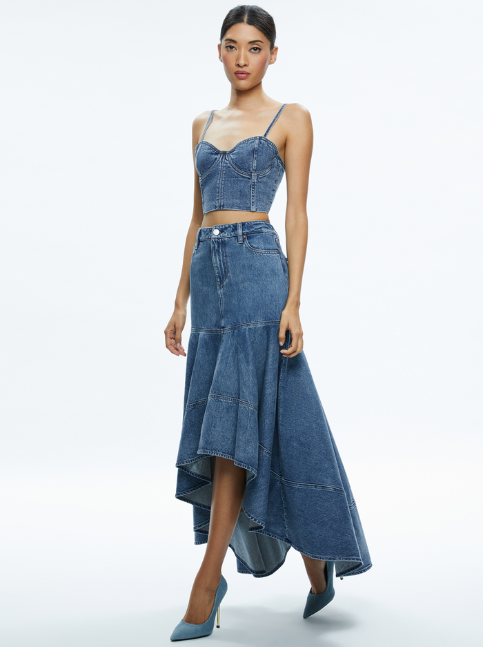 DONELLA HIGH LOW SKIRT - BROOKLYN BLUE image 4 - Alice And Olivia