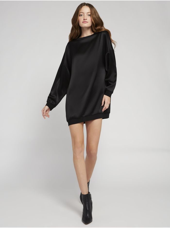 DREA CREW NECK SWEATSHIRT DRESS - BLACK image 5 - ALICE + OLIVIA
