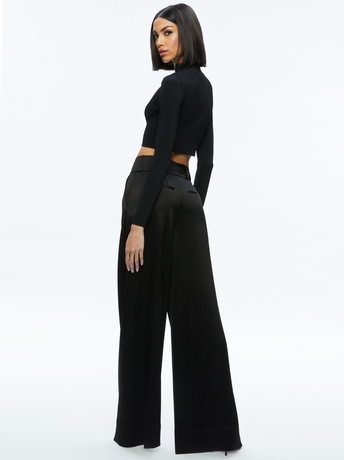 BLACK-DORRIS RIBBED ZIP UP CARDIGAN