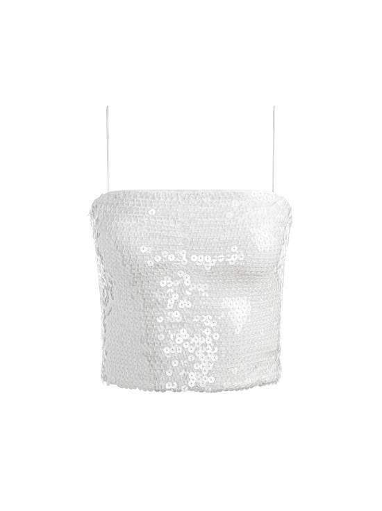 OFF WHITE/CLEAR-CERESI EMBELLISHED TOP