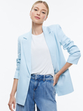 DENNY NOTCH COLLAR LINEN BOYFRIEND BLAZER - SPRING SKY