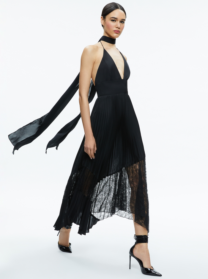 HANNAH HALTER MAXI DRESS - BLACK - Alice And Olivia