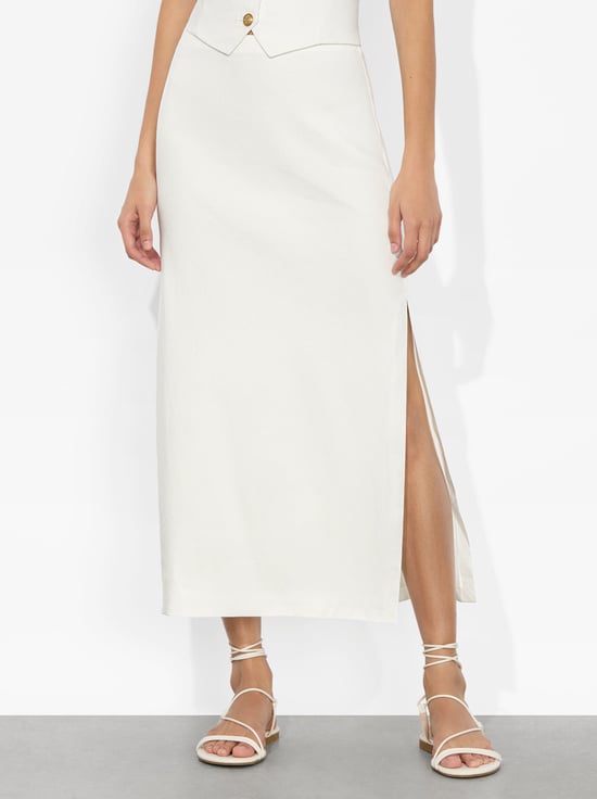 OFF WHITE-MAEVE LINEN SLIP SKIRT