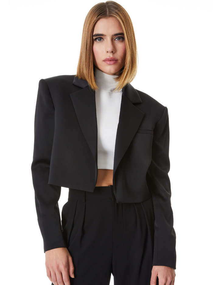 SHAN CROPPED BLAZER - BLACK - Alice And Olivia