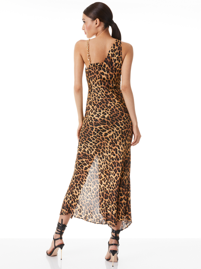 HARMONY CHAIN STRAP DRAPEY SLIP DRESS - SPOTTED LEOPARD DARK TAN image 1 - Alice And Olivia