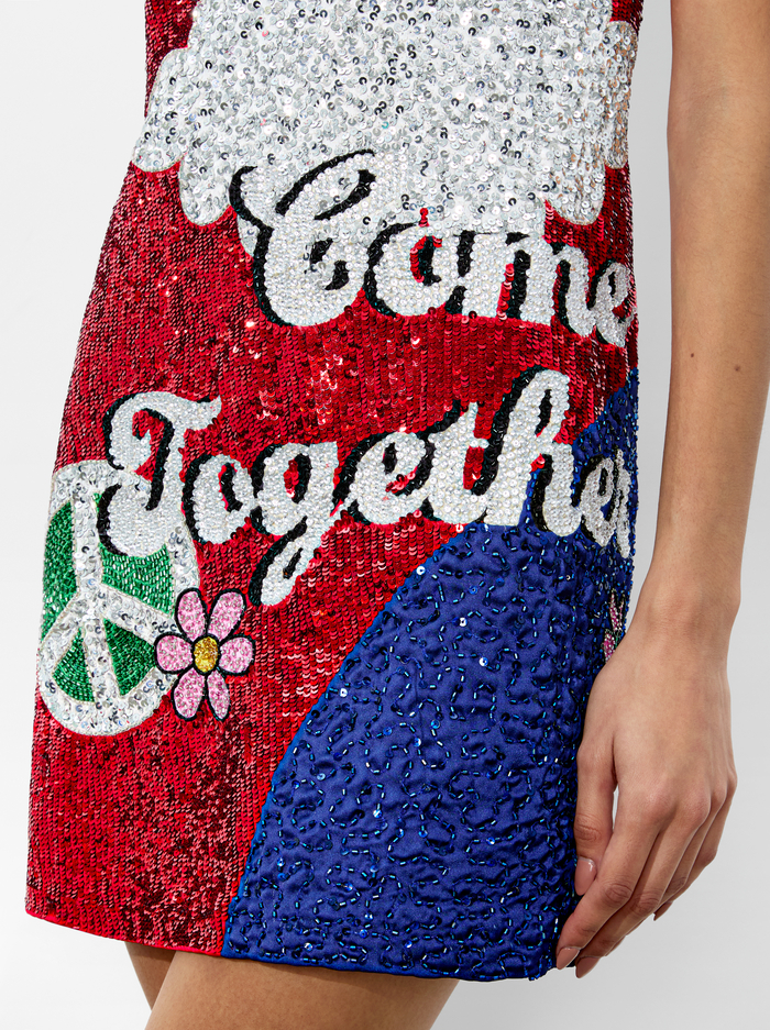 A+O X THE BEATLES CLYDE SHIFT DRESS - COME TOGETHER image 2 - Alice And Olivia