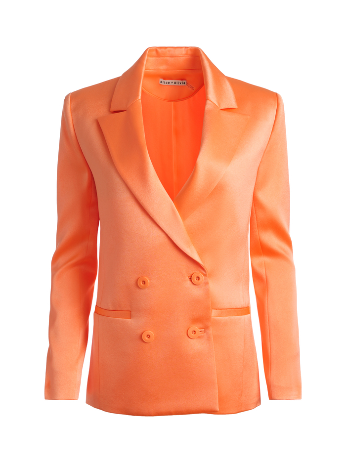 SANTOS DOUBLE BREASTED BOYFRIEND BLAZER - CORAL image 5 - Alice And Olivia