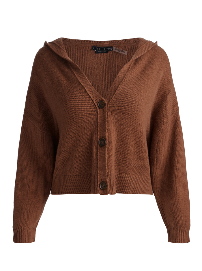 COREY HOODED CASHMERE CARDIGAN - CAMEL image 5 - ALICE + OLIVIA