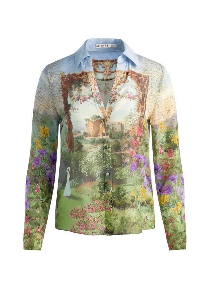 ELOISE BUTTON DOWN BLOUSE - DUSK TO DAWN image 5 - Alice And Olivia