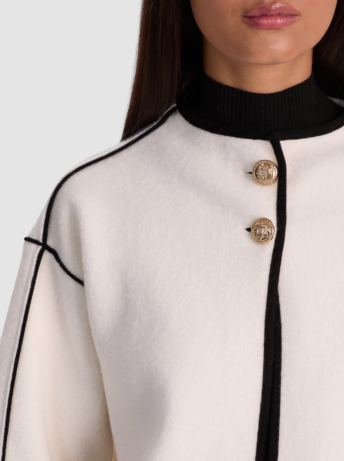 PEARSON SWEATER JACKET - SOFT WHITE/BLACK image 3 - Alice And Olivia