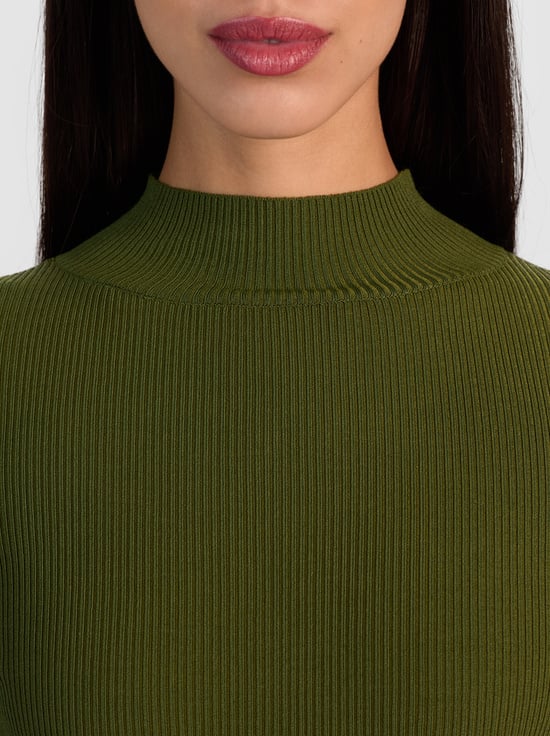 DARK OLIVE-ROBERTA RIBBED TURTLENECK