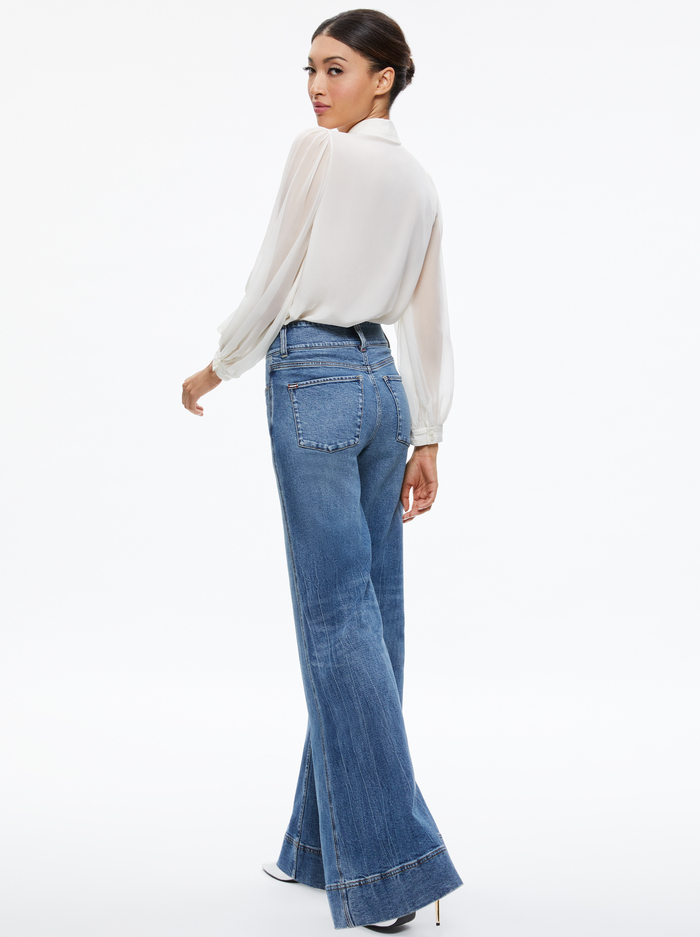 ROANNE BLOUSON SLEEVE BUTTON DOWN - ECRU image 1 - Alice And Olivia