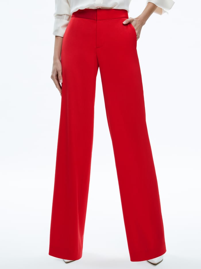 CALVIN WIDE LEG BAGGY TROUSER - BRIGHT RUBY - Alice And Olivia