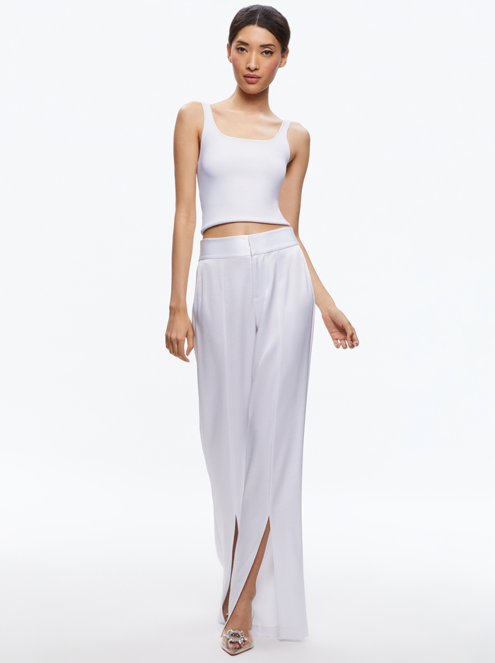 JODY HIGH WAISTED FRONT SLIT PANT - WHITE image 2 - Alice And Olivia