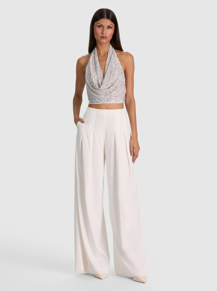 DANI EMBELLISHED HALTER TOP - VANILLA/GOLD image 1 - ALICE + OLIVIA