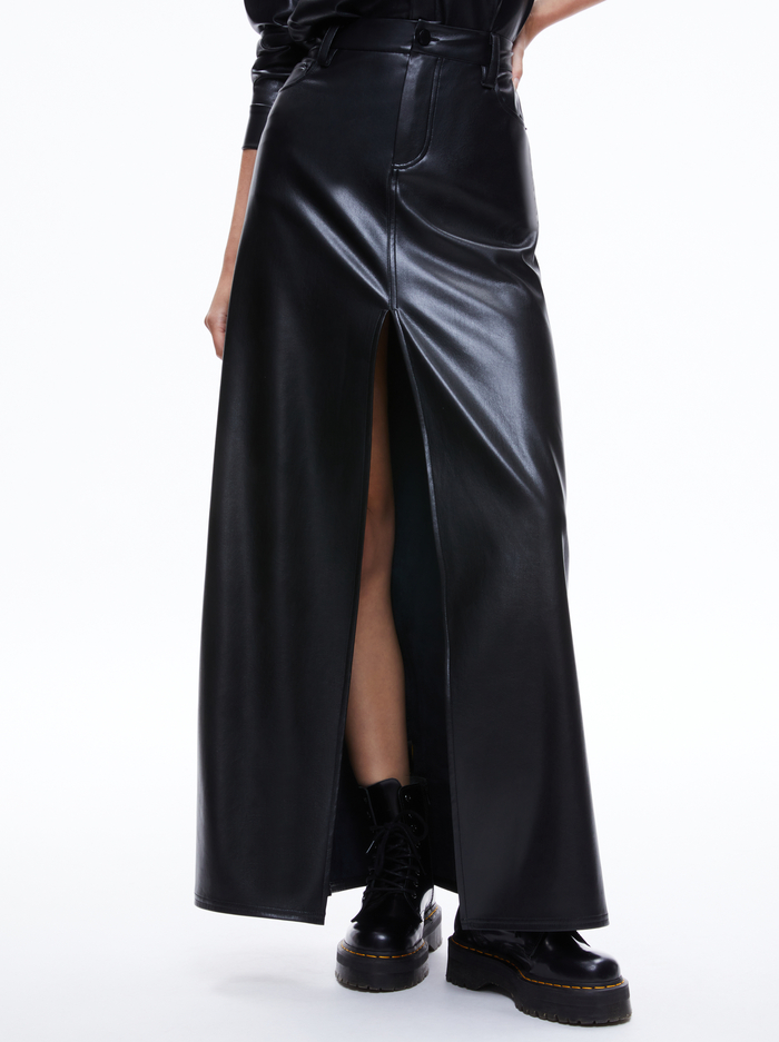 RYE VEGAN LEATHER MAXI SKIRT - BLACK - Alice And Olivia