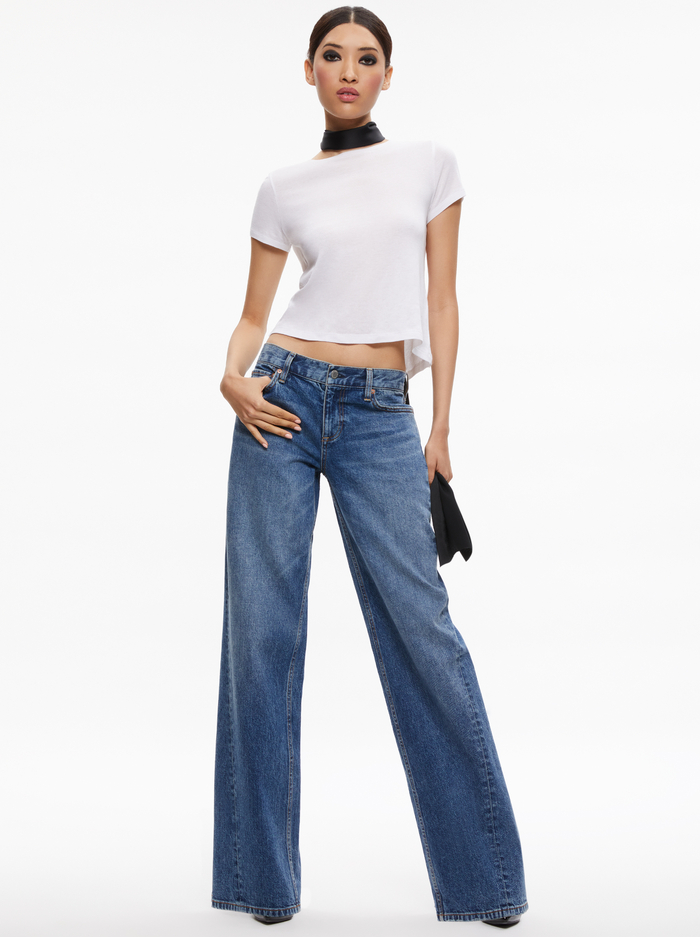 Ernie Low Rise Buckle Back Jean In Avery Blue | Alice And Olivia