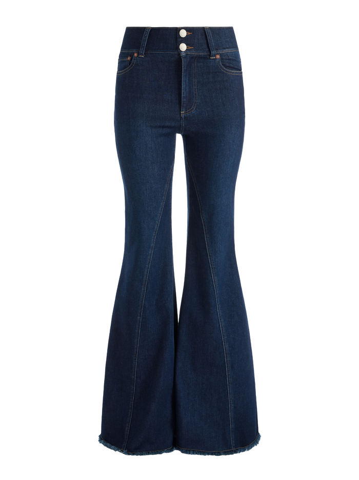 BEAUTIFUL HIGH RISE RUFFLE HEM JEAN - DREAM ON image 5 - Alice And Olivia