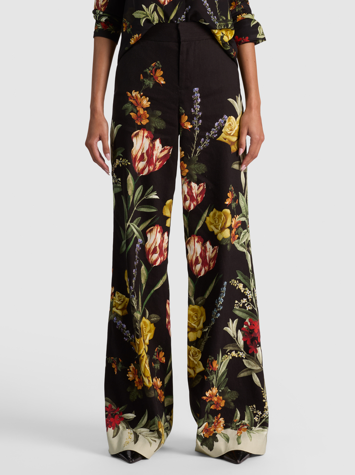 DYLAN LINEN PANT - DESERT SPRIGS BLACK - ALICE + OLIVIA