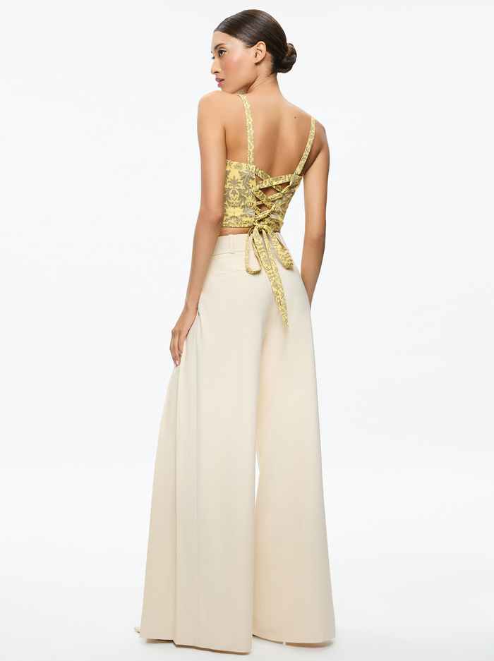 SASHA LACE UP BACK CROPPED TOP - VANITY LEMON MERINGUE/MULTI image 2 - Alice And Olivia