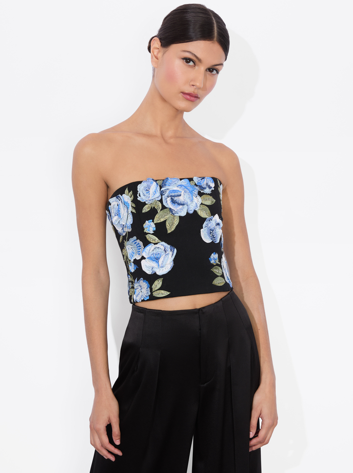 CECE EMBELLISHED TOP - BLACK MULTI - Alice And Olivia