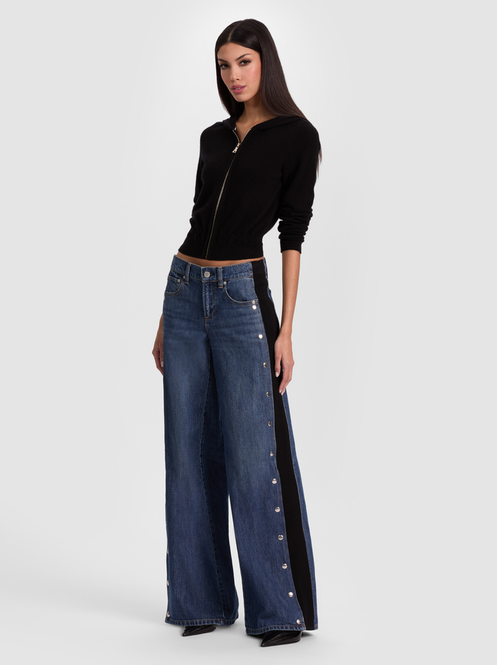 DOLLIE CARDIGAN ZIP HOODIE - BLACK image 1 - ALICE + OLIVIA