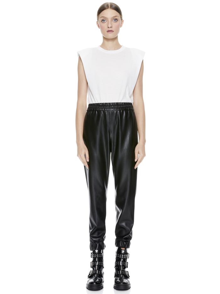 PETE VEGAN LEATHER JOGGER - BLACK image 4 - Alice And Olivia