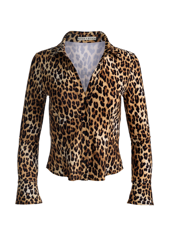 SPOTTED LEOPARD-FREYA BUTTON DOWN TOP