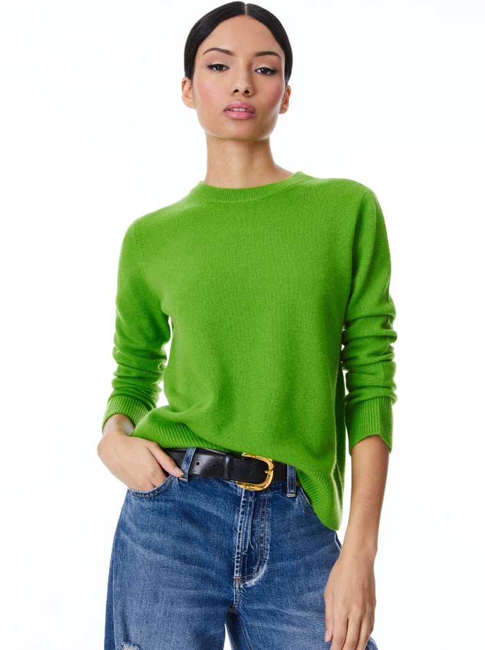 KRAVIT CREWNECK SWEATER - PARROT - Alice And Olivia