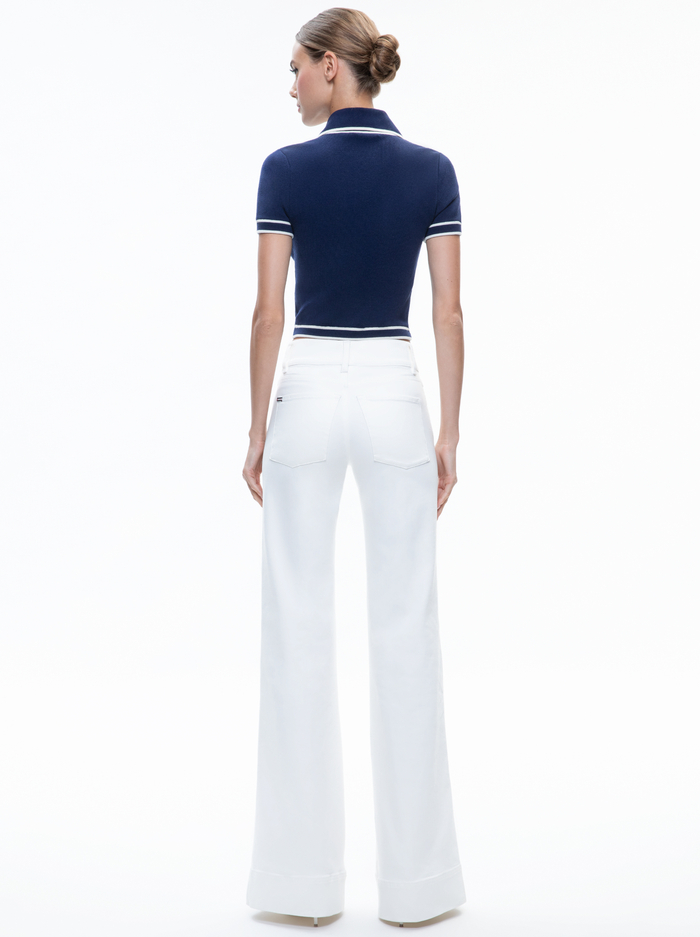 MARLENA BUTTON FRONT POLO - INDIGO/ECRU image 1 - Alice And Olivia