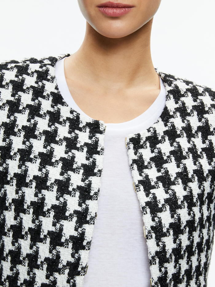 KIDMAN TWO-FER TWEED JACKET - BLACK/OFF WHITE image 3 - Alice And Olivia
