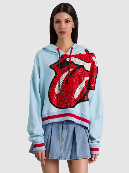 LICK ME-SUNNY EMBELLISHED CROPPED HOODIE