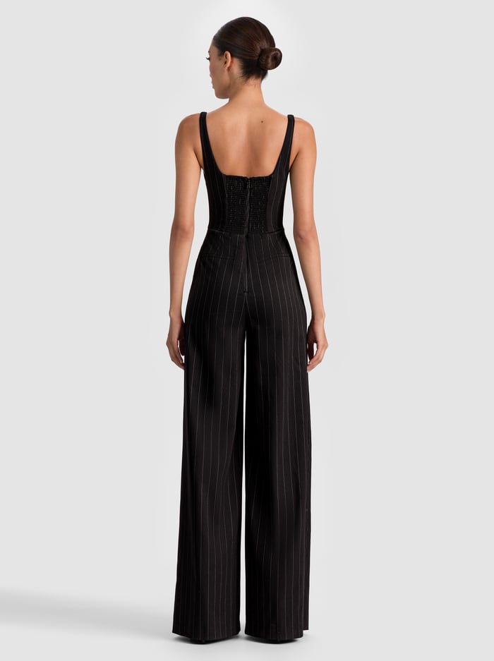 REBECCA TAILORED VEST JUMPSUIT - BLACK/OFF WHITE image 2 - Alice And Olivia