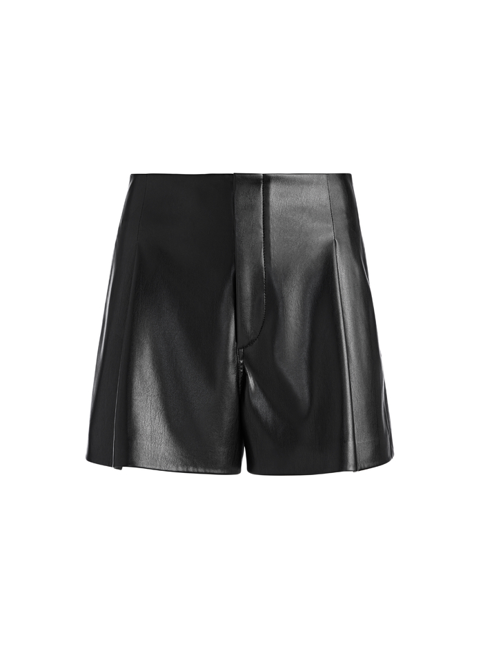 Steffie Vegan Leather Short In Black | Alice And Olivia