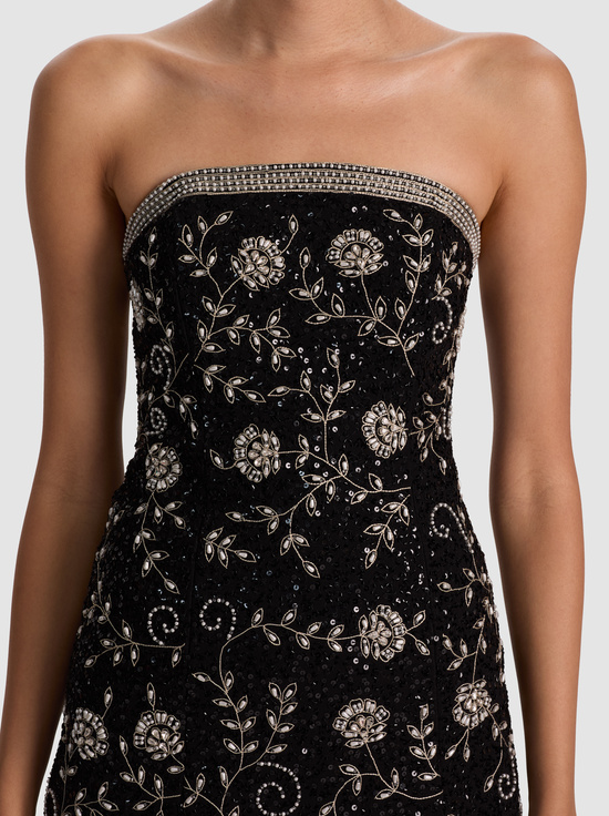 BLACK/WHITE-KATIA EMBELLISHED MINI GOWN