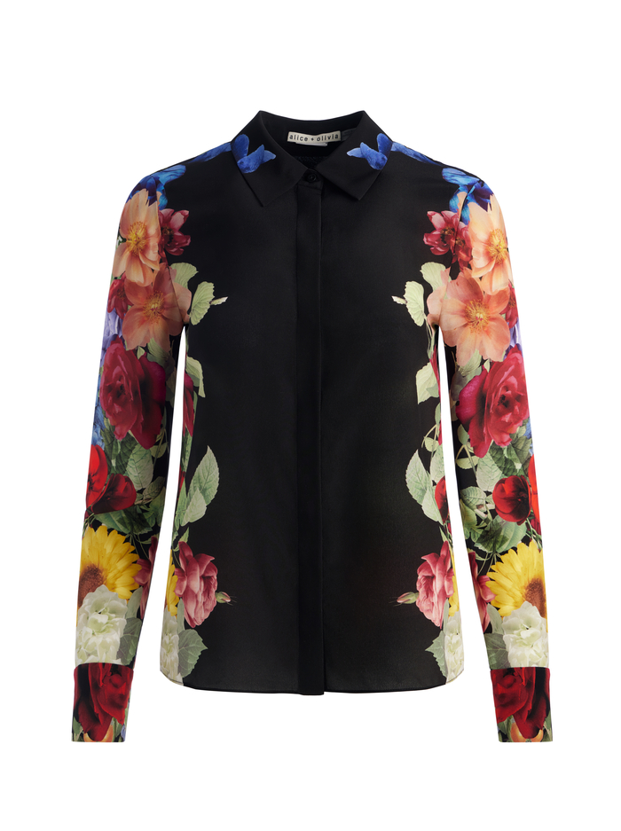 BRADY SILK BLOUSE - GARDEN BRUNCH BLACK image 5 - Alice And Olivia