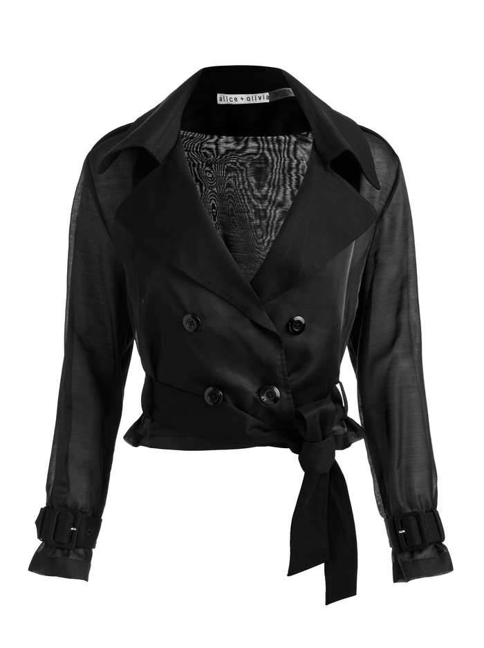 KEITH SHEER COMBO CROPPED TRENCH - BLACK image 5 - ALICE + OLIVIA