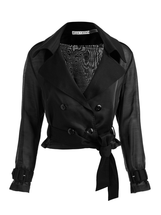 BLACK-KEITH SHEER COMBO CROPPED TRENCH