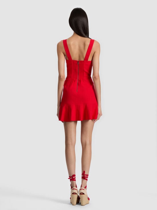 BRIGHT RUBY-KAIDRA LINEN MINI DRESS
