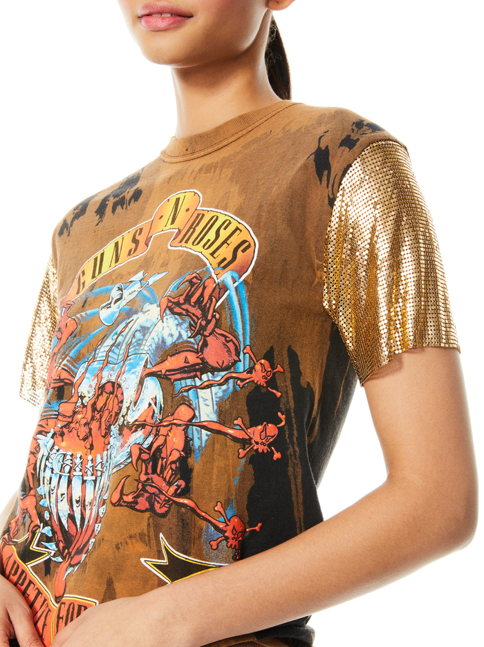 TARI GUNS N ROSES CHAINMAIL TEE - BLACK/MULTI image 3 - Alice And Olivia